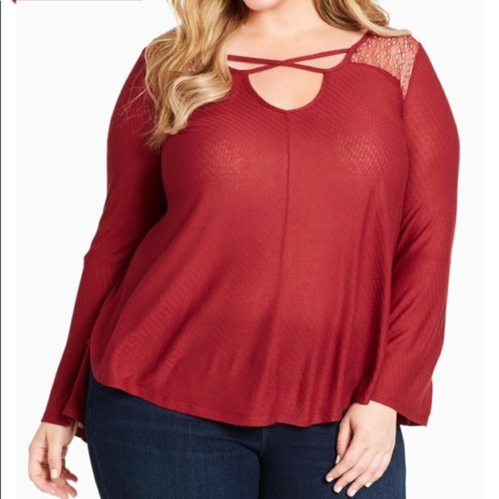 Jessica Simpson lace embellished top 2x